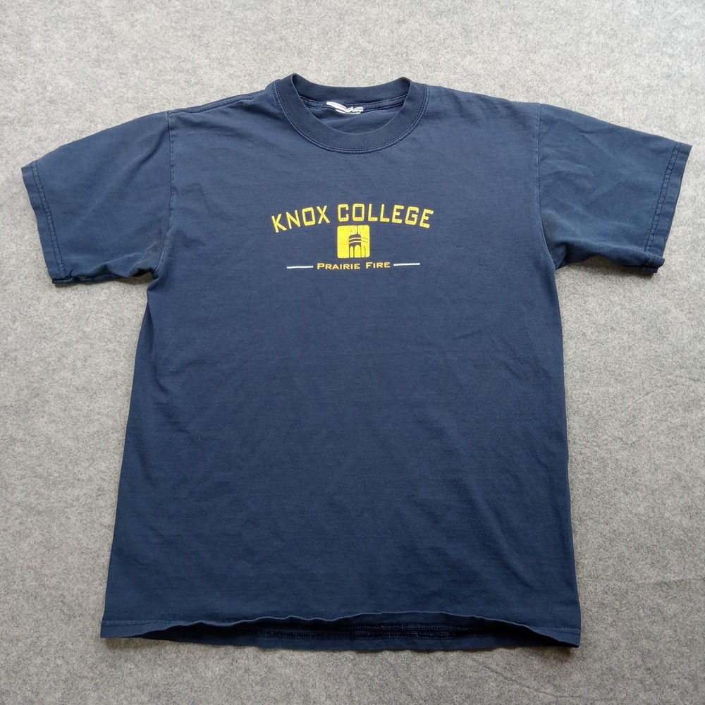 Knox College Prairie Fire Shirt Mens Medium Navy Blue Graphic Tee Casual‎